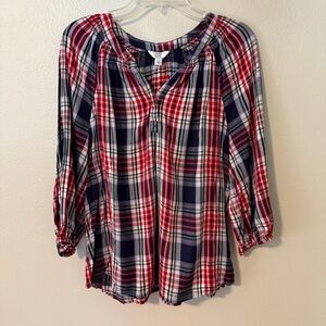 Crown & Ivy Red and Blue Plaid Blouse